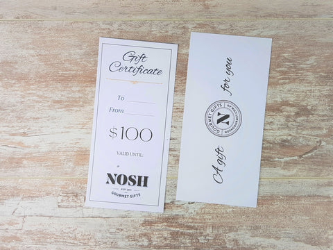 gift certificate $100 for Nosh Gourmet Gifts