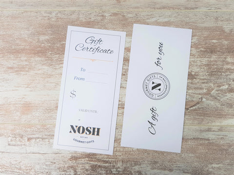 Nosh Gourmet Gift Certificate (digital) - Online Store