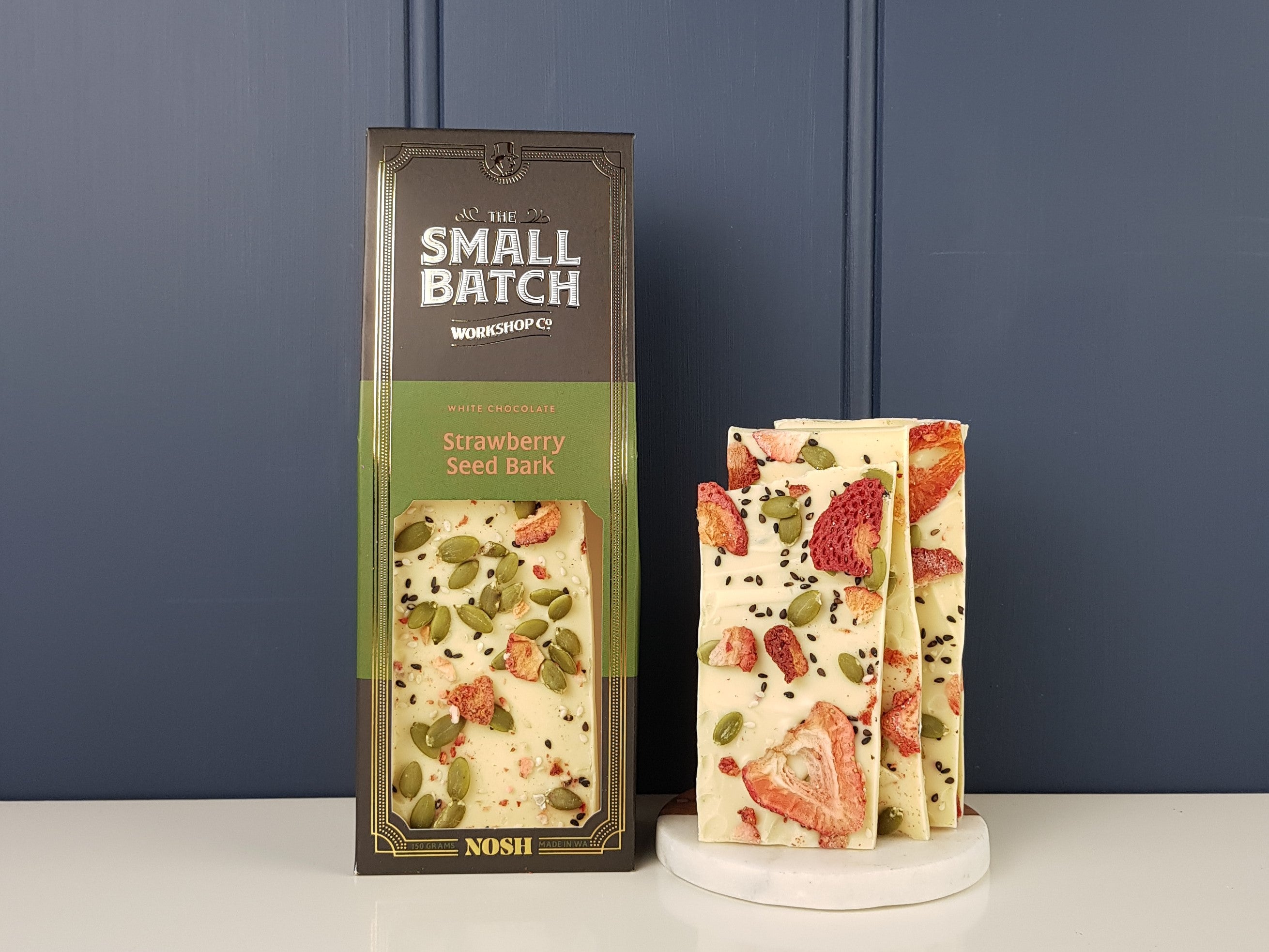 Strawberry Seed White Choc Bark 150g